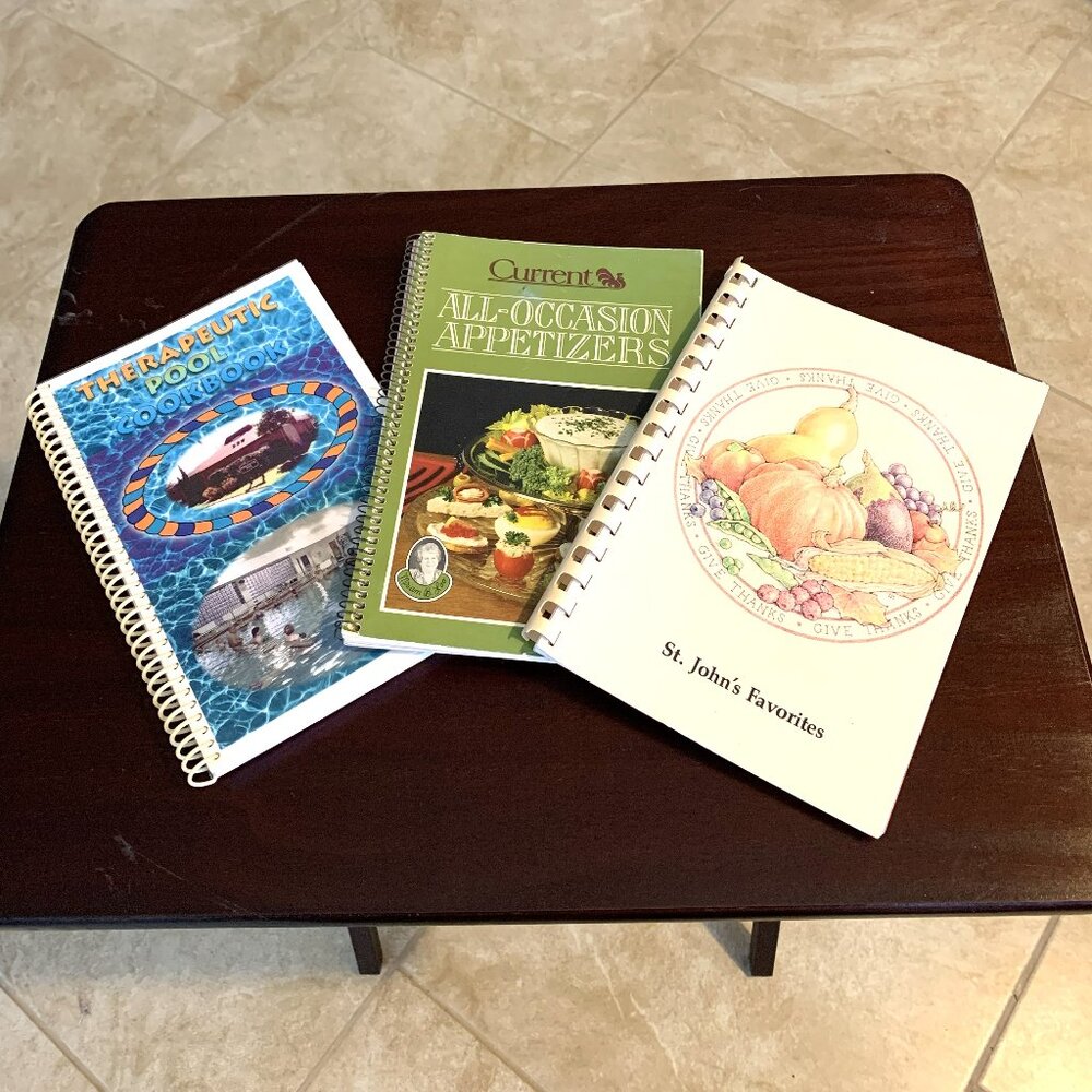 Lot of 3 Vintage Spiral Bound Community and Church Cookbooks